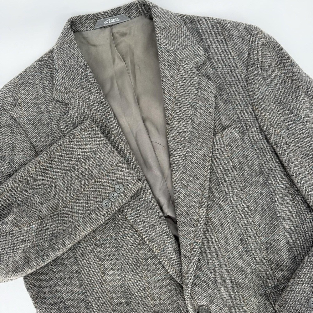 VTG Imperial Haggar Mens Tweed Sport Coat Blazer Two Button Gray Herringbone 42R